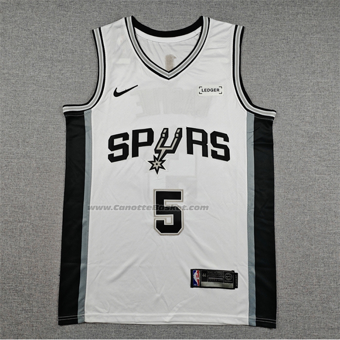 Maglia San Antonio Spurs Stephon Castle No 5 Association 2025-26 Bianco